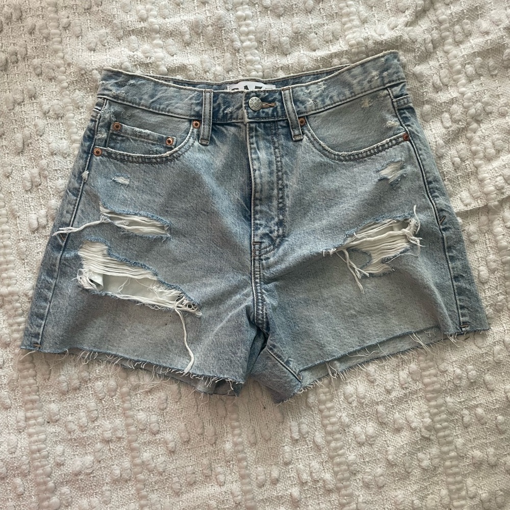 Casual Light Blue Distressed Jean Shorts